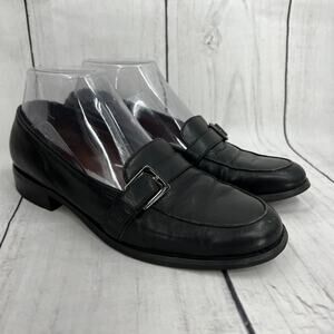 Etienne Aigner Women's 6.5 CARVER Black Leather Buckle Strap Dress Loafer Shoes